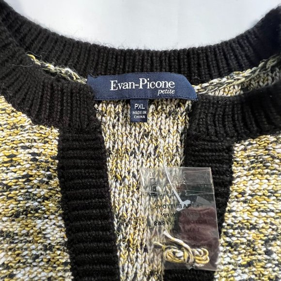Evan Picone Petites Size PXL Open Cardigan Sweater Blazer Yellow Black - Picture 3 of 11
